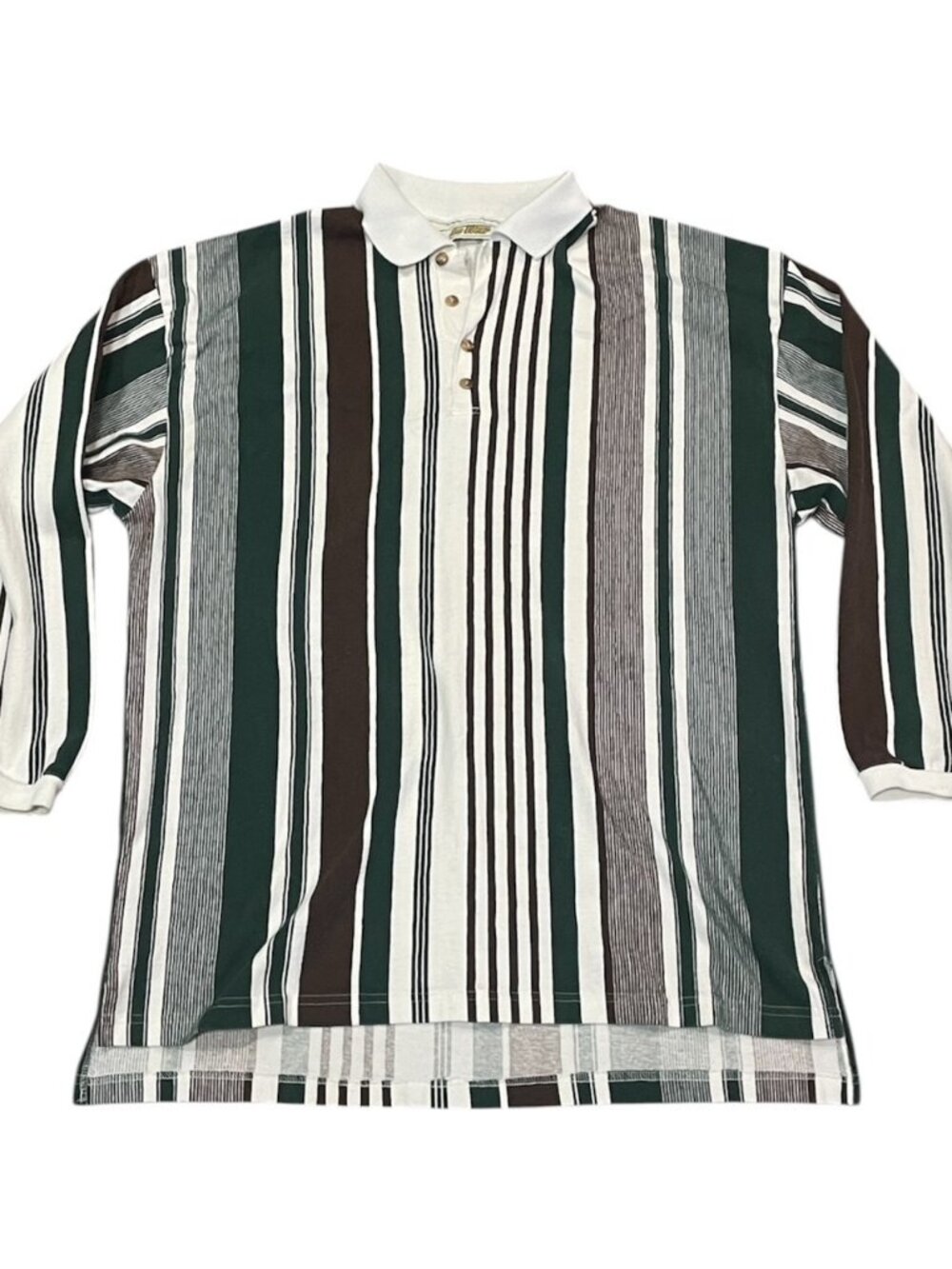 Vintage Joe Wear Mens Striped Long Sleeve Rugby Golf Polo Shirt Sz L Hip Hop